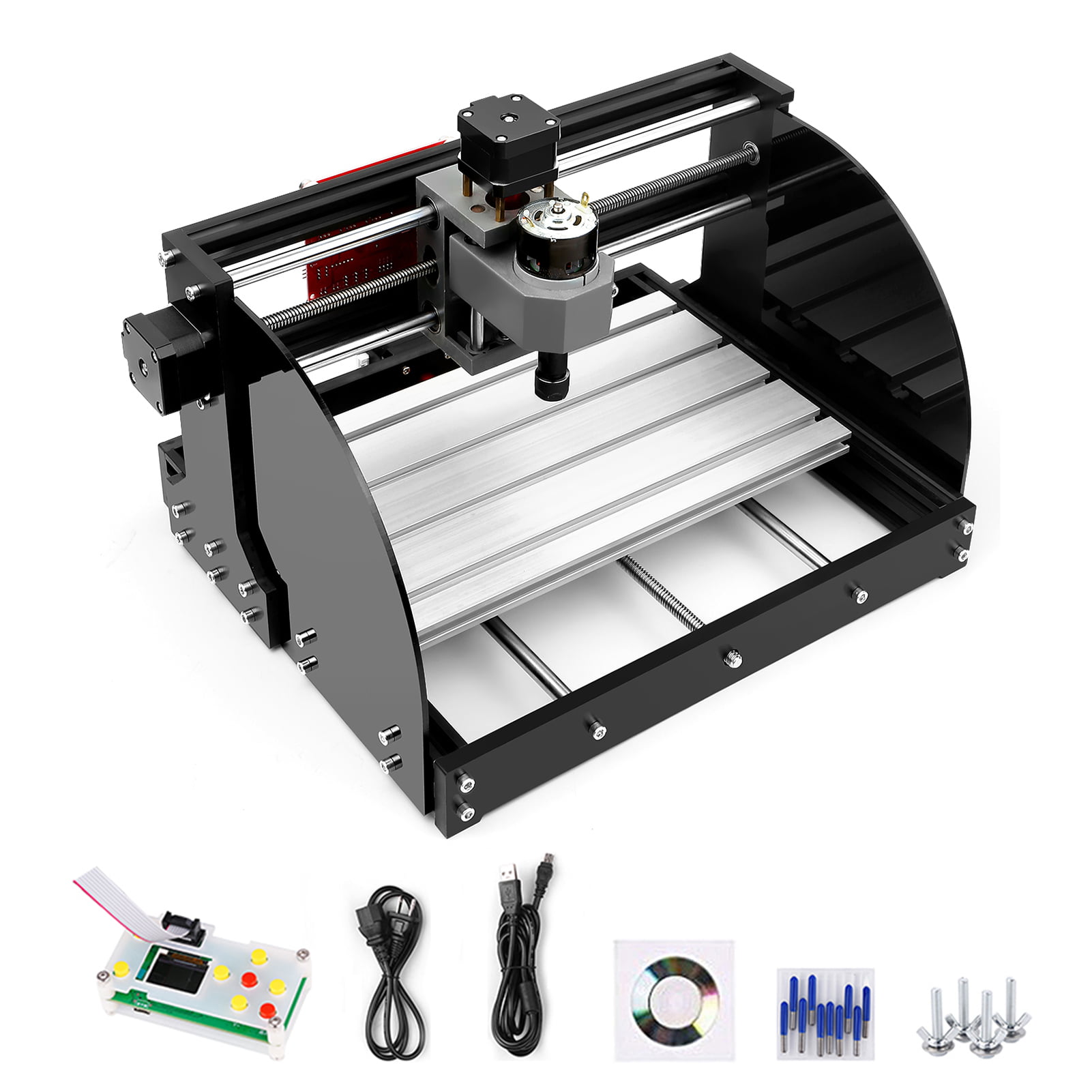 3 Axis PCB Milling Machine Wood Router Engraver with Offline Controller with ER11 and 5mm Extension Rod CNC 3018 Pro GRBL Control DIY Mini CNC Machine