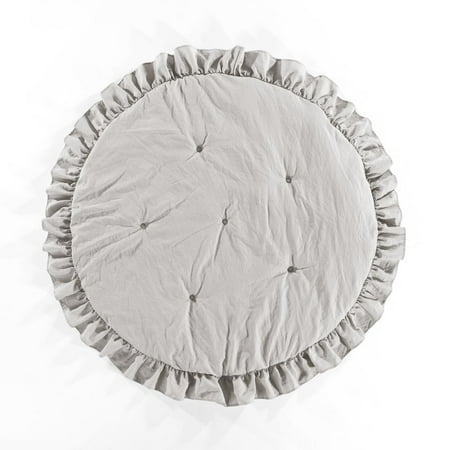 UPC: 0194938048897 | Lush Decor Baby Round Ruffle Play Mat Gray Single 36 Diameter