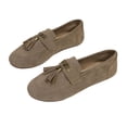 thumbnail image 6 of Domuza Women's Wide Loafers Casual Slip on Flat Shoes new Comfort Penny Loafers with Arch Support Women Dressy Moccasins for Daily Wear Khaki 6.5（EU-37）, 6 of 8