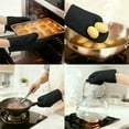 thumbnail image 2 of Soft Oven Mitts, Heat Resistant Cooking Gloves, Thick Cotton Lining, Gripping for Baking, Grilling, Kitchen Mitts Set of 2 Black 10.6x6.7inch, 2 of 6