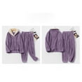 thumbnail image 2 of Yidarton 2022 fleece pajamas women Winter Pajamas Women Coral Fleece Pajamas Flannel Lapel Suit Padded Couples Home Clothing Purple L, 2 of 5