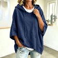 thumbnail image 5 of Hoodies for Women Drawstring 3/4 Sleeve Denim Loose Hooded Sports Sweatshirt,Blue,S, 5 of 6