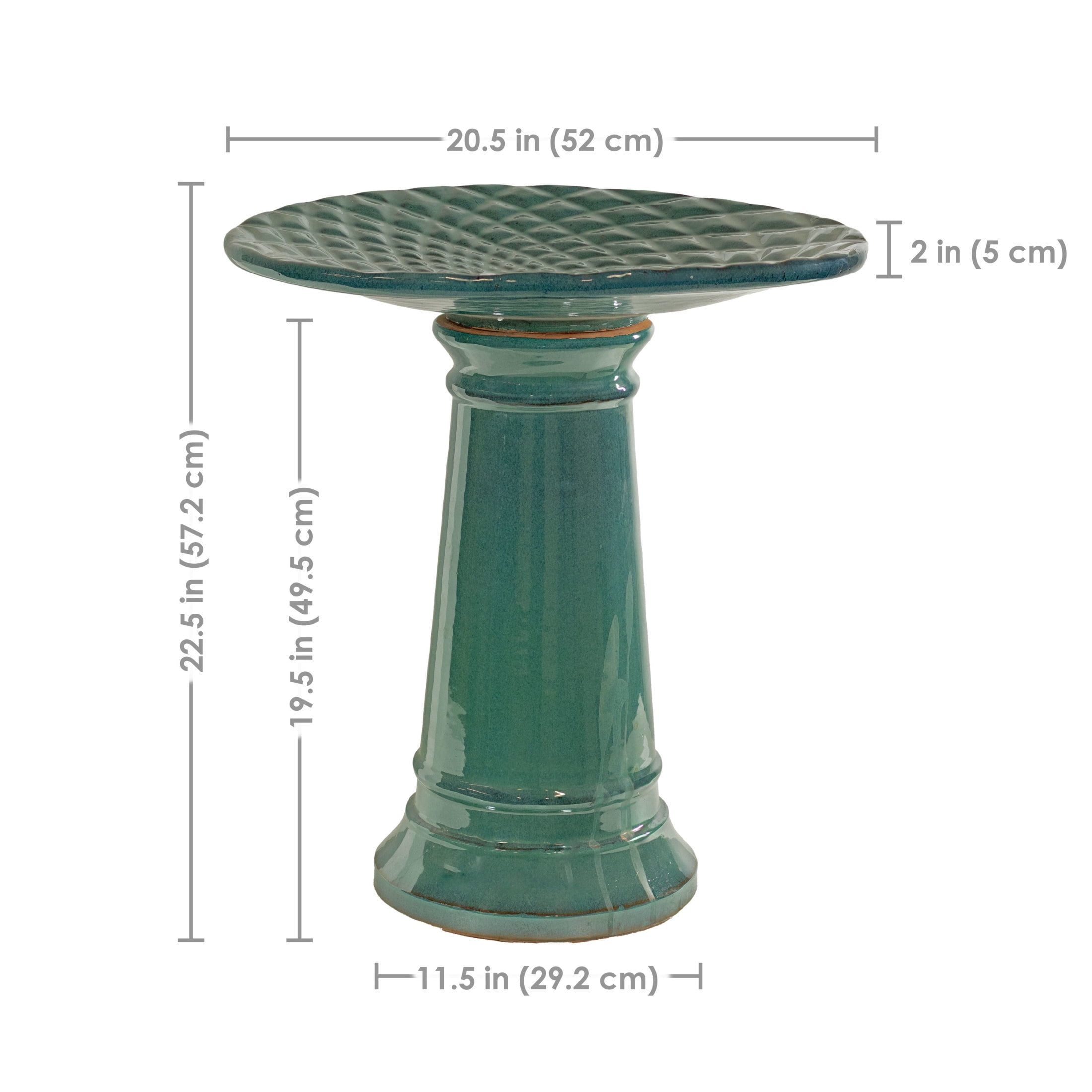 Sunnydaze Rennes Freestanding Ceramic Outdoor Bird Bath, UV-Resistant Turquoise Finish