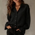 thumbnail image 6 of ClodeEU Women's Satin Button Down Blouse, Long Sleeve V Neck Work Shirt with Cuffed Sleeves Black,Women's Plus L, 6 of 7
