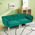 thumbnail image 3 of Leumius 72 Inch Futon Sofa Bed,Velvet Futon Couch with Adjustable Backrest and Cupholders,Suitable for Apartment,Living Room,Small Space,Green, 3 of 6