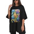 thumbnail image 4 of Plus Size Shirt for Women Black Tops for Women Oversized Short Sleeves Shirt for Women Iridescent Hydrangea3 T Shirt Crewneck Shirt for Women L, 4 of 5