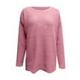 thumbnail image 4 of Hinvhai Plus Size Sweater Tops On Seasonal Clearance Women's Solid Long Sleeve Pullove Digaonl Collar Sweater Tops Pink 4(S), 4 of 5