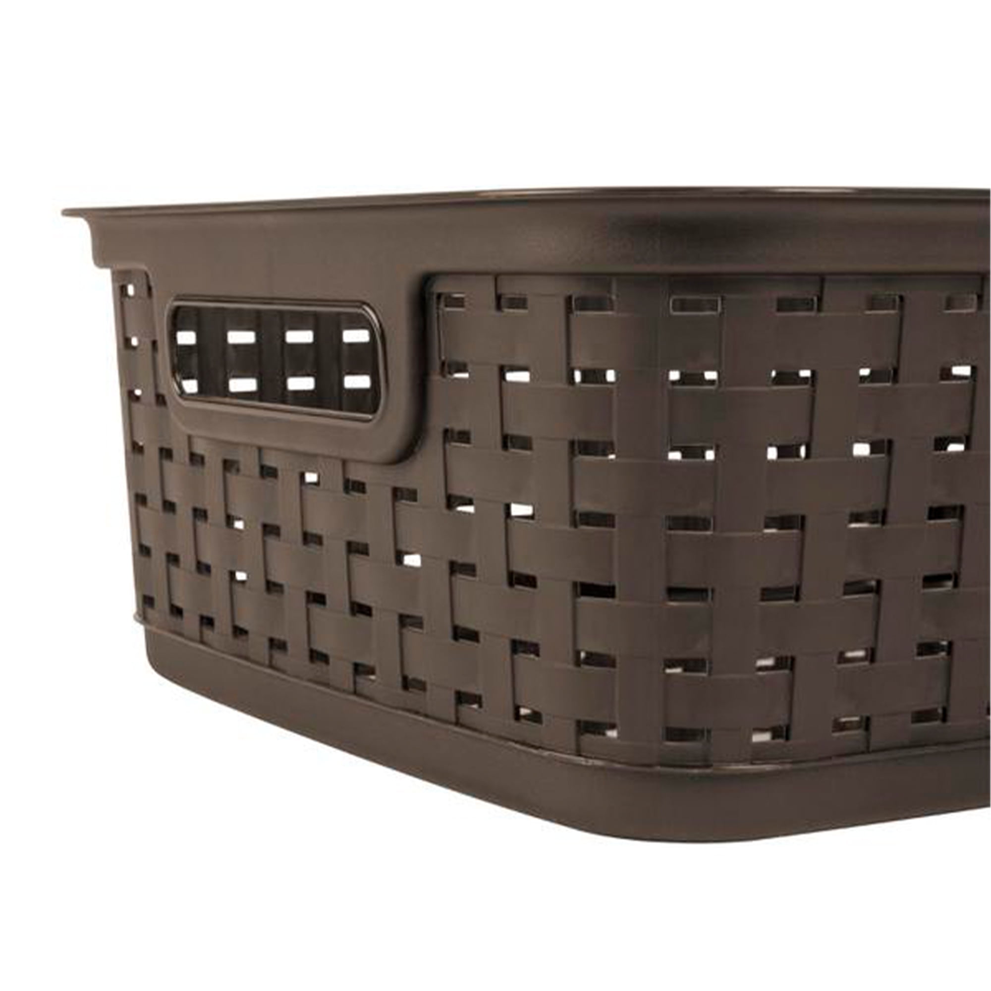 Sterilite Short Weave Wicker Pattern Storage Container Basket, Gray (6 Pack)
