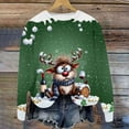 thumbnail image 4 of Fiaer Christmas Women Sweatshirts Trendy Funny Graphic Plus Size Tops Long Sleeve Crew Neck Fall Winter Pullover Green1 XXL, 4 of 5