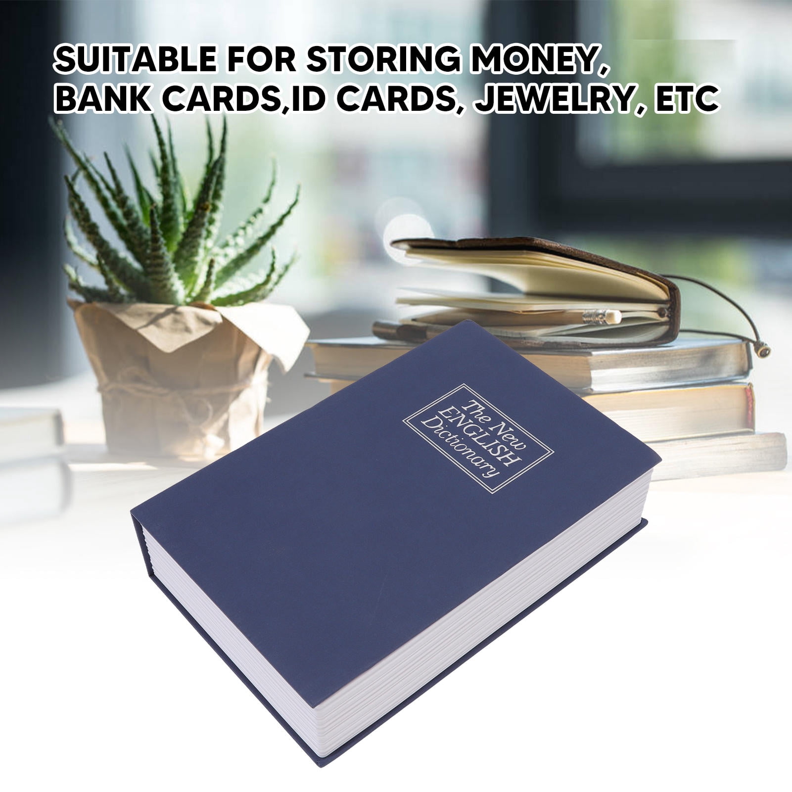 LAZIOEGR Diversion Book Safe with Key Lock, Simulation Dictionary Secret Storing Box for Cash, Portable Hidden Security Cashbox for Home Office Shelf Travel Organization, Blue
