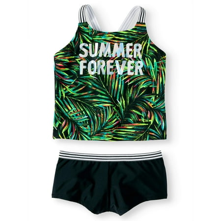 Summer Forever Palm Print Tankini Swimsuit (Little Girls, Big Girls & Big Girls (Best Swimwear For Big Bust)