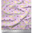 thumbnail image 1 of Soimoi Purple Poly Georgette Fabric Floral,Tea Cup & Lemon Slice Vegetable Decor Fabric Printed Yard 52 Inch Wide, 1 of 1