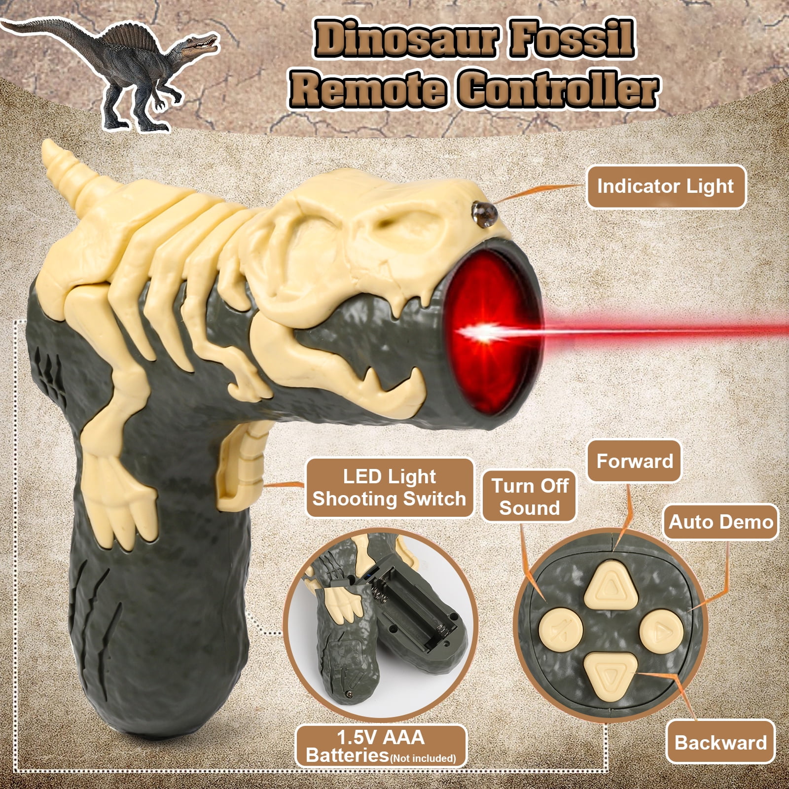 HopeRock Remote Control Dinosaur Toys for Boys 3-12 Year, Light Chasing Walking RC Spinosaurus Robot with Spraying and Roaring for Kids, Dinosaur Toys Birthday Gifts for Boys and Girl.