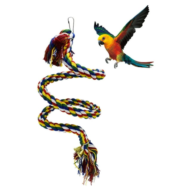 Cuerda en espiral para pájaros Yinane percha de pie juguete de escalada con campana 15 m