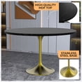 thumbnail image 5 of LeisureMod Verve Mid-Century Modern 48" Round Dining Table with MDF Top and Brushed Gold Pedestal Base for Dining Room and Kitchen, Black, 5 of 11