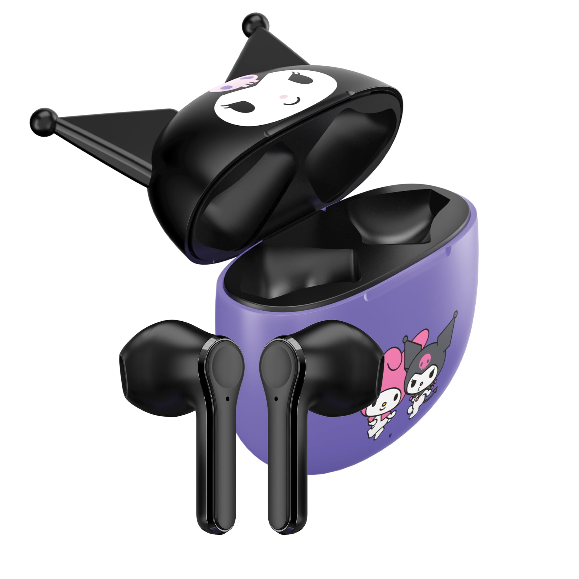 Hello Kitty Bluetooth Wireless Earbuds with Mic and Charging Case, Purple