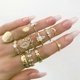 thumbnail image 2 of 15pcs Vintage Women Mid Ring Set Flower Crown Hollow Out Joint Knuckle Nail Ring, 2 of 5