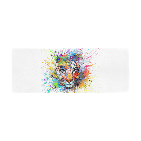 SUNENAT Soft Extra Extended Large Gaming Mouse Pad with Stitched Edges, 31.5 x 12In, Desk Pad Keyboard Mat, Non-Slip Base for Office & Home, Abstract Watercolor Colorful Tiger