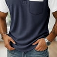 thumbnail image 7 of Mens Short Sleeve Henley Shirts Casual Waffle Knit Colorblock Raglan T-Shirts, Summer Leisure Lounge Tops with Pocket Quick Dry Breathable Outdoor Fashion Tee, 7 of 7