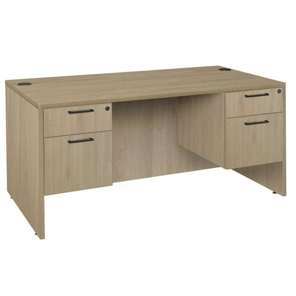 Regency 60 x 30 in. Office Desk with Double Pedestal Drawer Unit- Noble Oak