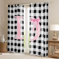 thumbnail image 2 of Manfei Dreamy Bowknot Initial D Blackout Curtains Set of 2 (52x84 Each),Classic Grid Geometric Curtain, 2 of 6