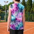 thumbnail image 4 of Ruyang Boys Tie-dyed T Shirts Summer Baggy Crewneck Sleeveless Camisoles Kids Gym Fitness Quick Dry Training Tank Tops, 4 of 5