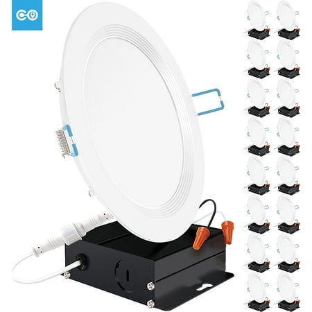 

16 Pack 6 Inch Ultra Thin LED Recessed Ceiling Lights Slim 6000K Daylight Deluxe Dimmable 14W=100W Baffle Trim Damp Rated Canless Wafer Thin with Junction Box