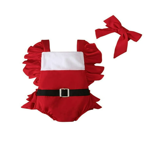 Barboteuse de Noël pour Nouveau-Né Bébé Filles Combinaison Rouge du Nouvel An Vêtements pour Bébé Rouge 12-18 Mois