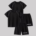 thumbnail image 3 of Odeerbi Conjunto Deportivo de Niños de 2 Paquetes Con Rayas Reflectantes, Trajes Deportivos de Secado Rápido Transpirable, Conjunto de Pantalones Cortos de Camiseta de 2 Piezas, 5-12 Años, 3 of 8