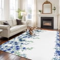 thumbnail image 2 of 5x8 Area Rugs for Living Room, Blue Roses Non Slip Area Rugs for Kitchen Bedroom Entryway, Spring Floral Elegant Pastoral Flowers Botanical Washable Carpet Runner Rug Floor Mats for Bedroom, 2 of 8
