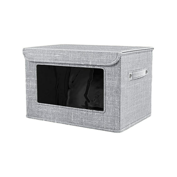 Foldable Storage Box Pvc Window Visible Cotton Linen Foldable Storage Box Organizer Accent Waterproof Storage Box