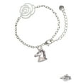 thumbnail image 2 of Delight Jewelry Silvertone 3-D Unicorn Head - Silver-tone Flower Link Chain Bracelet, 6.75"+2" Extender, 2 of 4