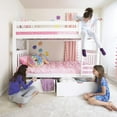 thumbnail image 4 of BEDSMART Solid Wood Twin Over Twin Bunk Bed With Storage | White, 4 of 7