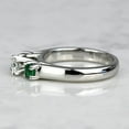 thumbnail image 3 of 0.75 Carat Round Cut Genuine Diamond (F-G/VS1) Green Emerald Luxurious Three Stone Bridal Ring for Women 14K White Gold Size 8, 3 of 8