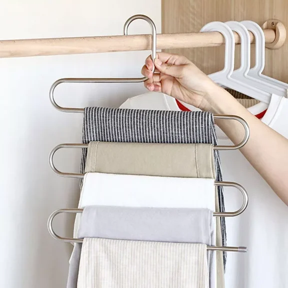 5 Layers S Type Pants Trouser Hanger Clothes Organizer Rack Closet Space Saver