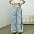 thumbnail image 2 of Telankuip Womens Striped High Waist Wide Leg Long Pants Fall Winter Elastic Waisted Straight Casual Trousers for Women 2025 Fashion Soft Cozy Workout Pants for Daily Wear Grey XXL, 2 of 5