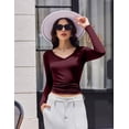 thumbnail image 4 of Ekouaer Womens 3 Pack Long Sleeve Shirts V Neck Ribbed Slim Fit Basic Tops Thermal Undershirts Casual Tee, 4 of 6