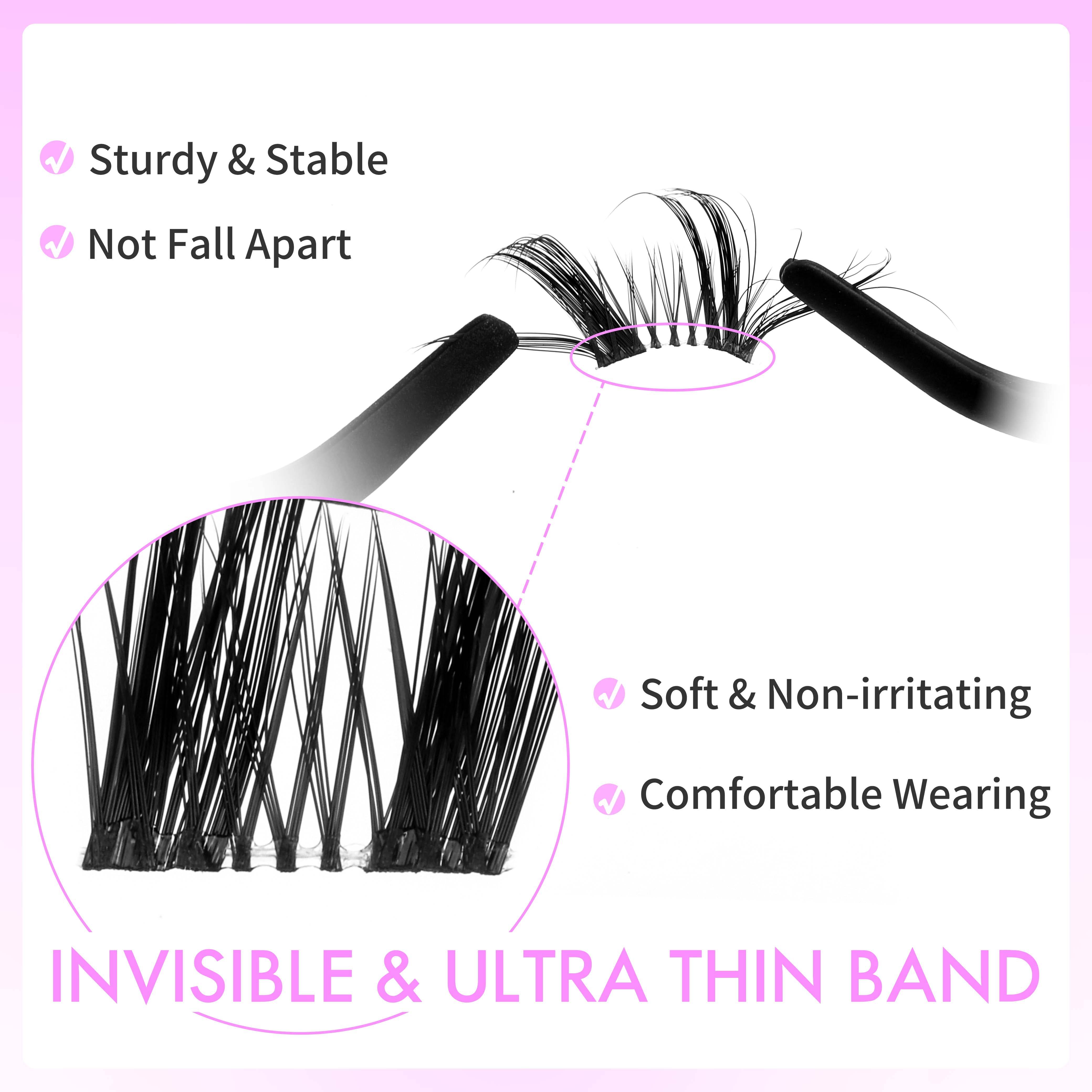VEYESBEAUTY DIY Lash Cluster Velvet Wing Lashes - Reusable False Eyelashes for Effortless Glam and Volume