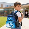 thumbnail image 4 of HUIACONG Blue Butterfly Glow Print 13.5 Inch Kids Backpack for Boys Girls, Water Resistant Large Capacity School Bookbag with Multi Pockets Breathable Padded Adjustable Straps for Travel Daily Use, 4 of 7