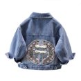 thumbnail image 4 of Sentuca Denim Jackets for Girls Size 7Y Button Down Embroidery Jean Jackets Coat with Pockets Long Sleeve Fashion Solid Color Cute Kids Coats, 4 of 9