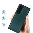 thumbnail image 3 of Magnetic for Samsung Galaxy Z Fold 5 PU Leather Case, [Compatible with Mag-Safe] PU Leather Hard PC Shell Slim Durable Shockproof Protective Phone Case Cover for Samsung Galaxy Z Fold 5, Green, 3 of 9