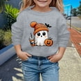 thumbnail image 1 of PMVFHDE Chandails à Capuche et Chandails en Molleton pour Filles Mode Enfants Halloween Mignon Imprimé Col Rond Sans Capuche Manches Longues Chandail en Molleton pour Filles Gris, 4-5 Ans, 1 of 3