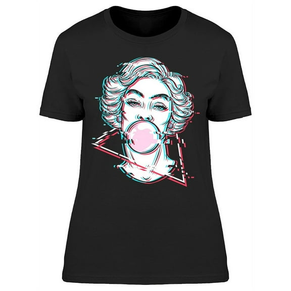 Woman Blowing Bubble Gum T-Shirt Women -Image by Shutterstock, Female Small