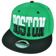 Boston Massachusetts Town City Green Black Half Color Hat Cap Snapback Flat Bill