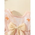 thumbnail image 5 of Arvbitana Baby Girls Short Sleeve Square Collar Casual Dresses + Hat Summer Bow Decoration Butterfly Print A-Line Party Princess Dress 9M-3T, 5 of 9