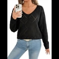 thumbnail image 1 of Suéter de Crochet para Mujer, Top de Larga Calada, Conjuntos de Otoño, Moda Negro XL, 1 of 10