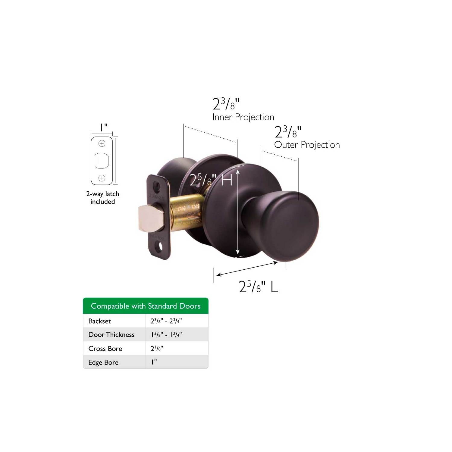Design House WM677925 Tulip Passage Hall and Closet Door Knob Matte Black