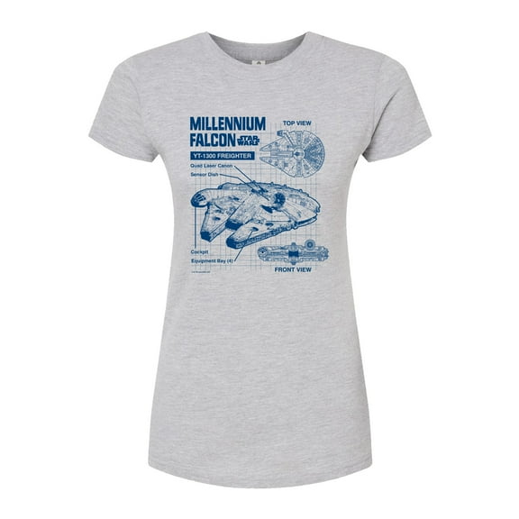 Star Wars - Millennium Falcon Schematic - Juniors Fitted Tee