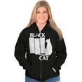 thumbnail image 4 of Black Cat Punk Rock Kitty Lovers Unisex Fleece Graphic Zip Up Hoodie Brisco Brands 2X, 4 of 5