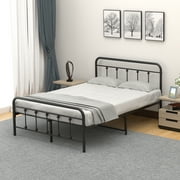 Metal Bed Frame Full Size with Victorian Headboard and Footboard Mattress Foundation No Box Spring Needed